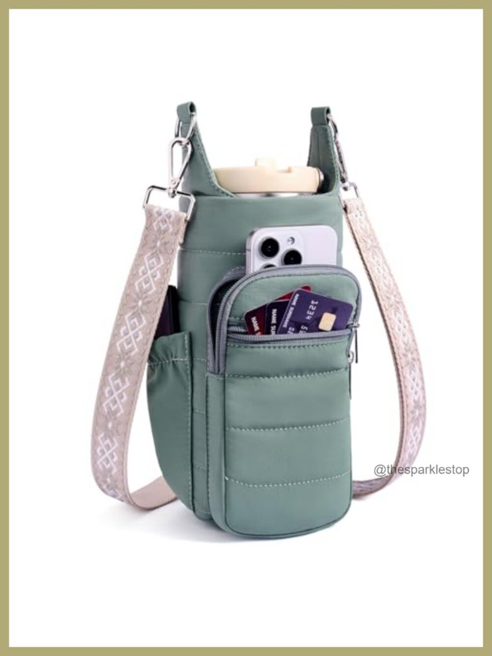 Insulated Water Bottle Crossbody Bag with Adjustable Strap for 20-40 oz Bottles